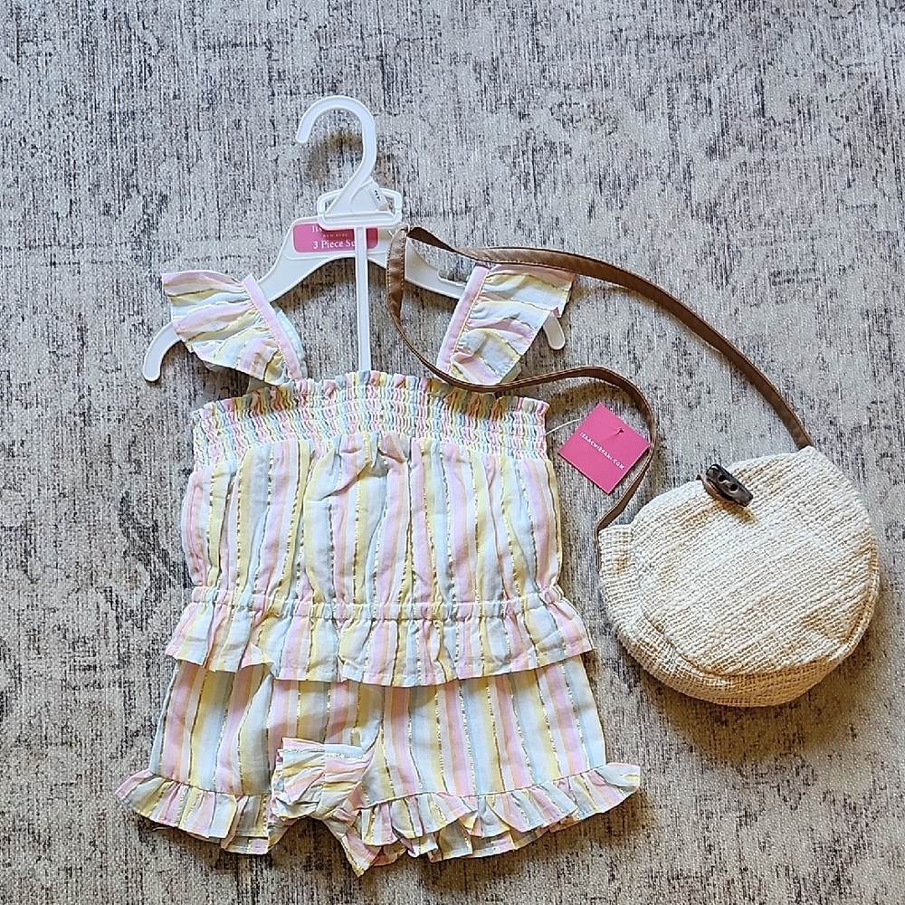 Isaac Mizrahi Pastel Striped Kids Matching Set 2T